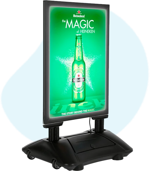 An illuminated digital poster stand